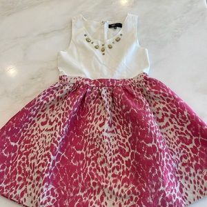 ABS Allen Schwartz Kids Girls Pink Leopard Gold Metallic Formal Dress-Size 14